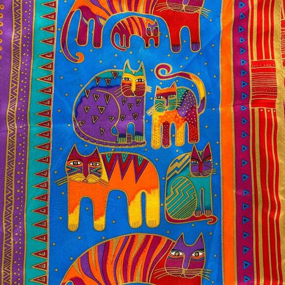 Laurel Burch Cat Scarf Long Lightweight Rectangle Eclectic Retro Boho Accessory - Picture 5 of 9